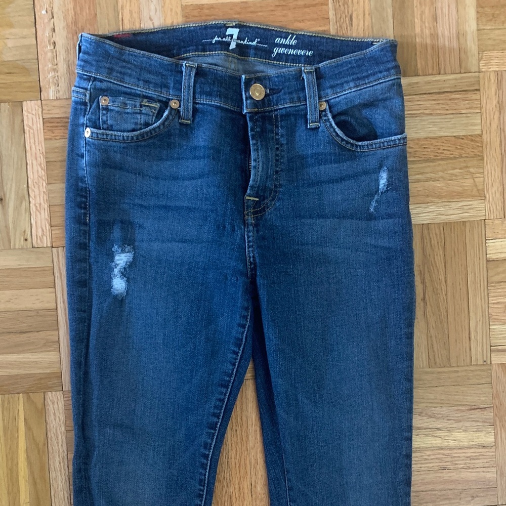7 For All Mankind Distressed Straight Leg Jean - Women’s Size 25 EUC - Picture 7 of 9